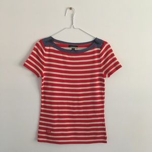 Lauren Ralph Lauren Striped Tee Zipper Shoulders